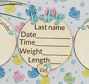 Baby GIRL Keepsake Announcement with Hands and Toes! Font 5