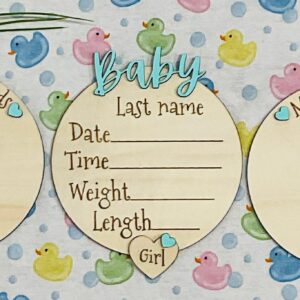 Baby GIRL Keepsake Announcement with Hands and Toes! Font 3