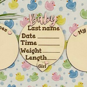 Baby GIRL Keepsake Announcement with Hands and Toes! Font 2