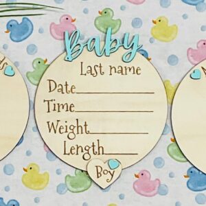 Baby BOY Keepsake Announcement with Hands and Toes! Font 3