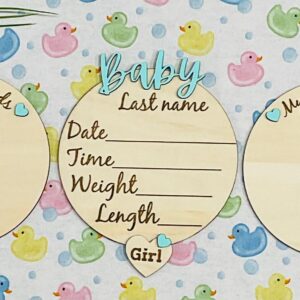 Baby GIRL Keepsake Announcement with Hands and Toes! Font 1