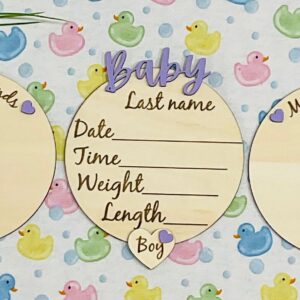 Baby BOY Keepsake Announcement with Hands and Toes! Font 1