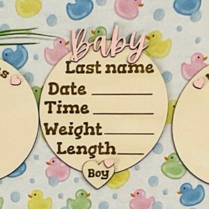 Baby BOY Keepsake Announcement with Hands and Toes! Font 2