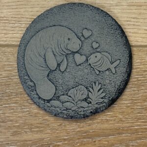 Valentine Manatee Slate Coaster