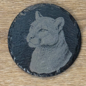 Panther Round Slate Coaster